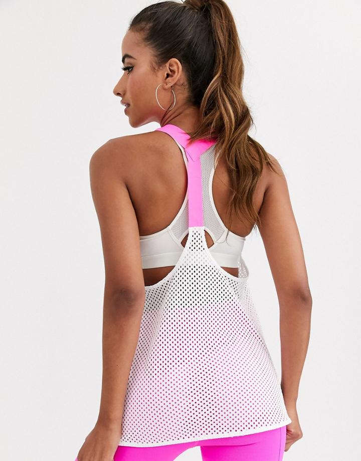 Asos 4505 Mesh Vest With Contrast Elastic Back Detail-white