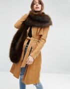 Asos Oversized Faux Fur Scarf In Chocolate - Brown