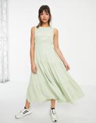 Urban Threads Tiered Midi Dress In Mint Green