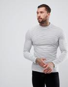 Asos Striped Muscle Long Sleeve T-shirt With Turtleneck - White