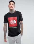 The North Face Raglan T-shirt With Red Box Logo In Black - Black