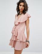 Religion Dress In All Over Ruffles - Pink