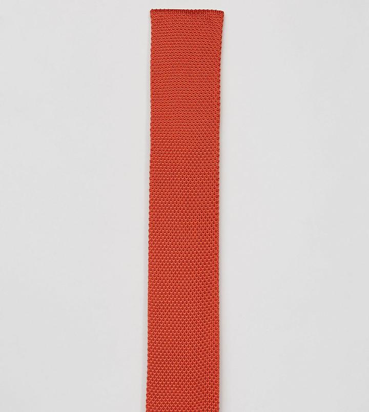 Noose & Monkey Knitted Square Tie - Orange