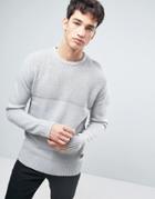 Brave Soul Knitted Sweater With Rips - Gray