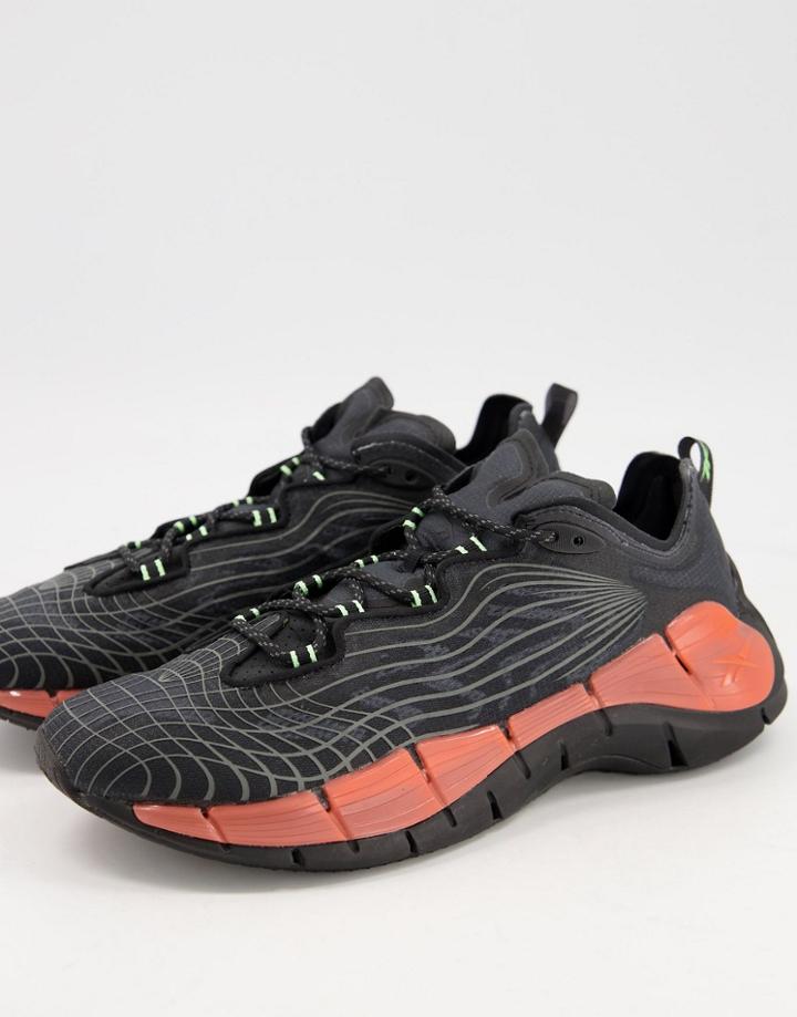 Reebok Running Zig Kinetica Ii Sneakers In Black And Orange