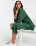 Y.a.s. Verda Button Front Shirt Dress In Green