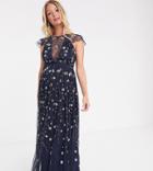 Asos Design Maternity Pretty Embroidered Floral And Sequin Mesh Maxi Dress