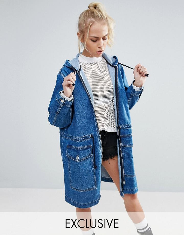 Chorus Washed Denim Parka - Blue