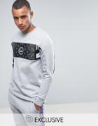 Hype Sweatshirt In Gray With Bandana Print Panel - Gray