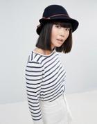 Genie By Eugenia Kim Eloise Bucket Hat In Navy With Camel Bow Trim - Navy
