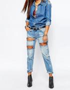 One Teaspoon Awesome Baggies Distressed Jeans In Blue - Blue
