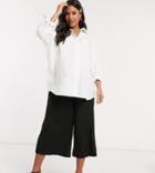 Asos Design Maternity Cropped Wide Leg Pants With Pleat In Crepe-black