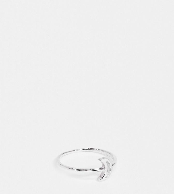 Asos Design Sterling Silver Ring With Cutout Moon