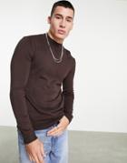 Pull & Bear Turtle Neck Sweater In Brown