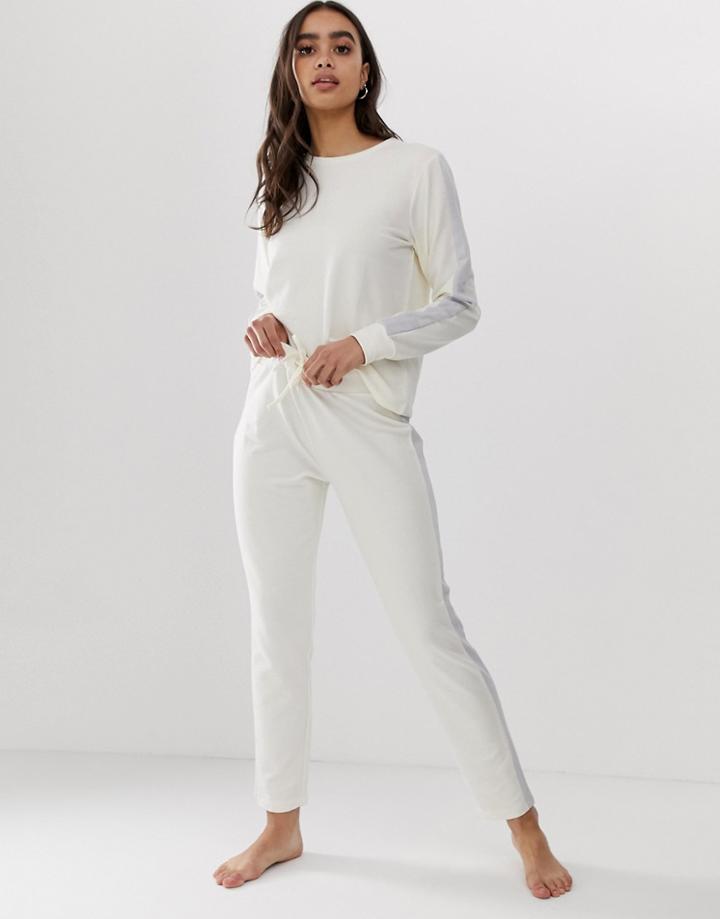 Asos Design Lounge Minimal Side Stripe Sweat & Jogger Set-green