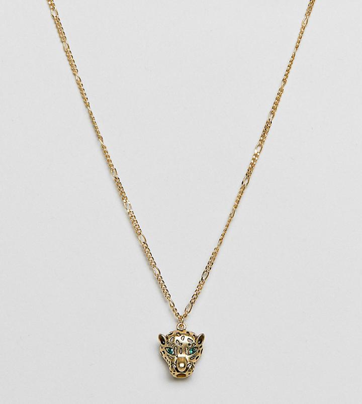 Orelia Gold Plated Leopard Pendant Necklace - Gold