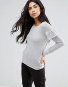 Vila Ruffle Sleeve Sweater - Gray