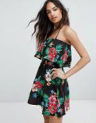 New Look Tropical Floral Bardot Dress - Multi