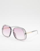 Asos Design Oversized 70s Sunglasses In Pink Lens