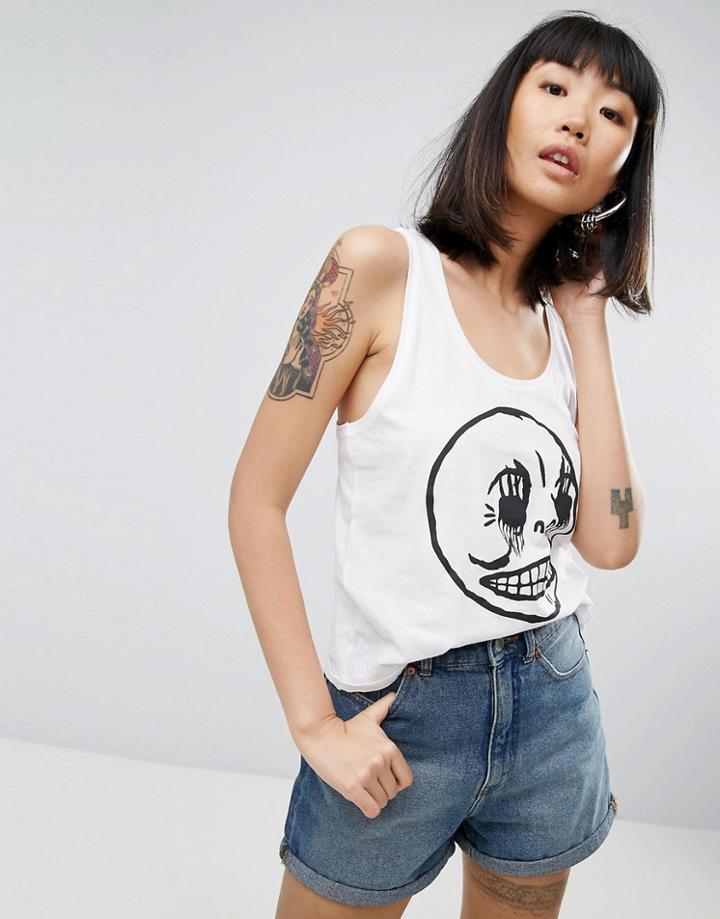 Cheap Monday Corpse Skull Fling Tank - White