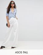 Asos Tall Wide Leg Pants With Pleat Detail - White