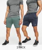 Asos 4505 Icon Skinny Training Shorts With Quick Dry 2 Pack Save-multi