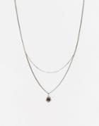 Regal Rose Wild Maud Black Mother Of Pearl Double Necklace - Silver