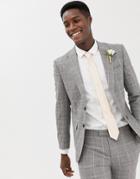 Moss London Premium Skinny Suit Jacket In 100% Italian Wool Check - Gray