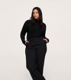 Mango Curve Tailored Pants With Waist Tie Detail In Black