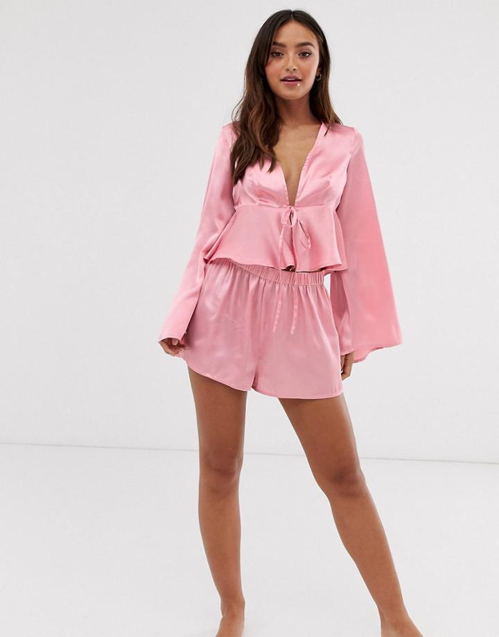 Asos Design Satin Mix & Match Short-pink