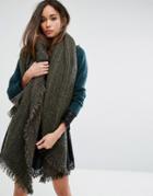 Seint Oversized Blanket Scarf In Khaki - Green