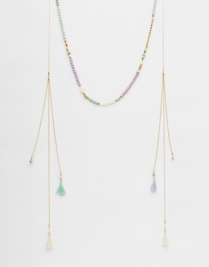 Orelia Open Statement Tassel Necklace - Multi