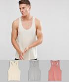 Asos Design Tank With Extreme Racer Back 3 Pack Save - Multi