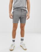 Asos Design Slim Chino Shorts In Light Gray - Gray