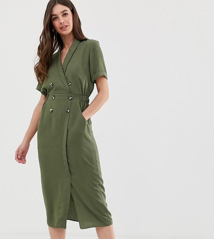 Asos Design Tall Tux Midi Dress - Green