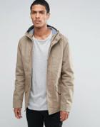 Threadbare Bonded Cotton Jacket With Hood - Beige