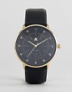 Asos Watch In Black Faux Leather With Gold Highlights - Black