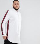 Asos Design Plus Regular Fit Super Longline Shirt With Taping - White
