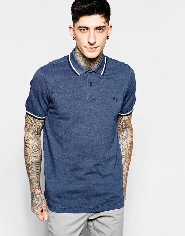 Fred Perry Polo Shirt With Tipping Slim Fit - Lake Oxford