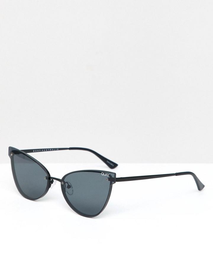 Quay Australia Lady Luck Oversized Cat Eye Sunglasses In Black - Black