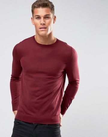 Hugo By Hugo Boss San Lorenzo Crew Sweater Merino - Red