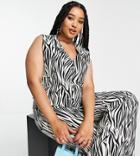 Extro & Vert Plus Boxy Vest In Off White Zebra - Part Of A Set