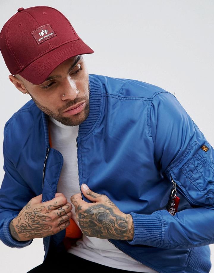 Alpha Industries X-fit Logo Baseball Cap In Burgundy - Red
