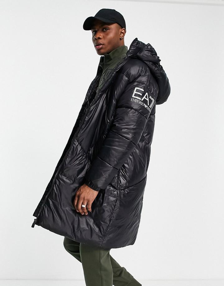 Armani Ea7 Arm Logo Parka Jacket In Black
