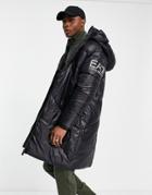 Armani Ea7 Arm Logo Parka Jacket In Black