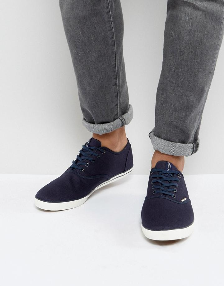 Jack & Jones Scorpion Canvas Sneakers In Navy - Navy