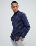 Selected Homme Shirt In Slim Fit With Embroidery - Navy