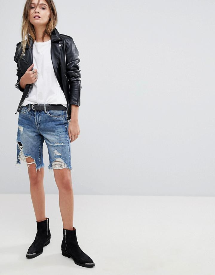 Blank Nyc Boyfriend Denim Short With Distressing - Blue