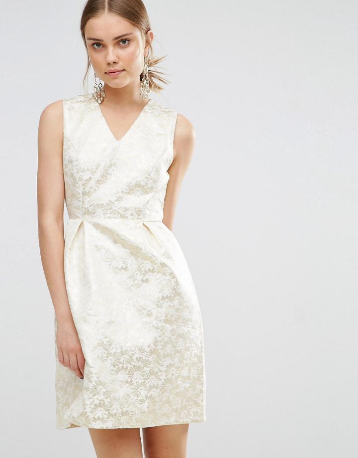 Uttam Boutique Bubble Jaquard Dress - Gold