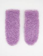 Asos Design Fluffy Borg Mittens In Lilac-purple